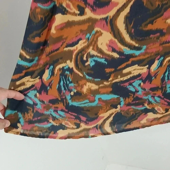 {Adrienne} Psychedelic Print Ballon Sleeve Blouse Size Medium - Picture 8 of 11